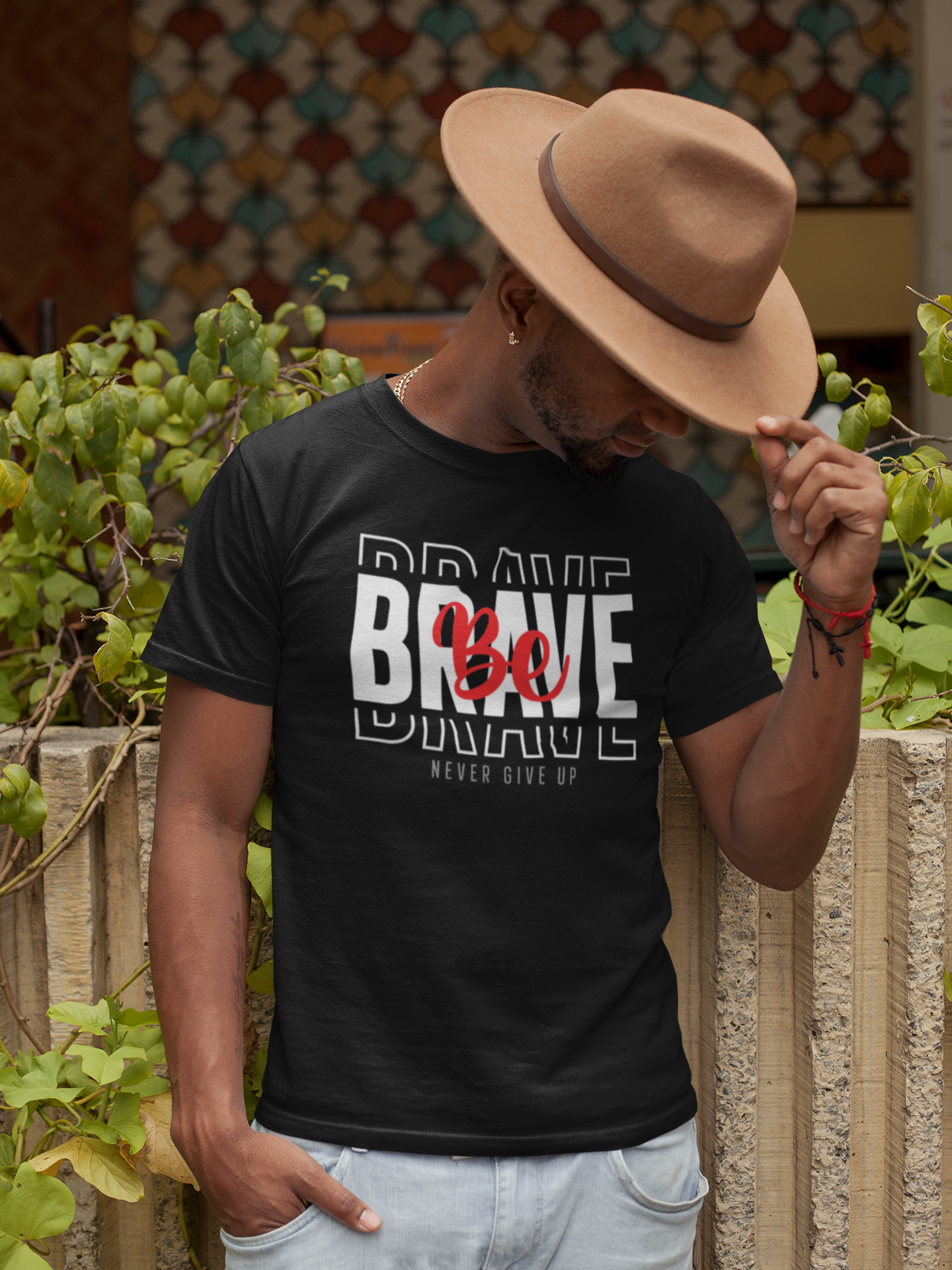 Be Brave Never Give Up Custom Graphic Tee