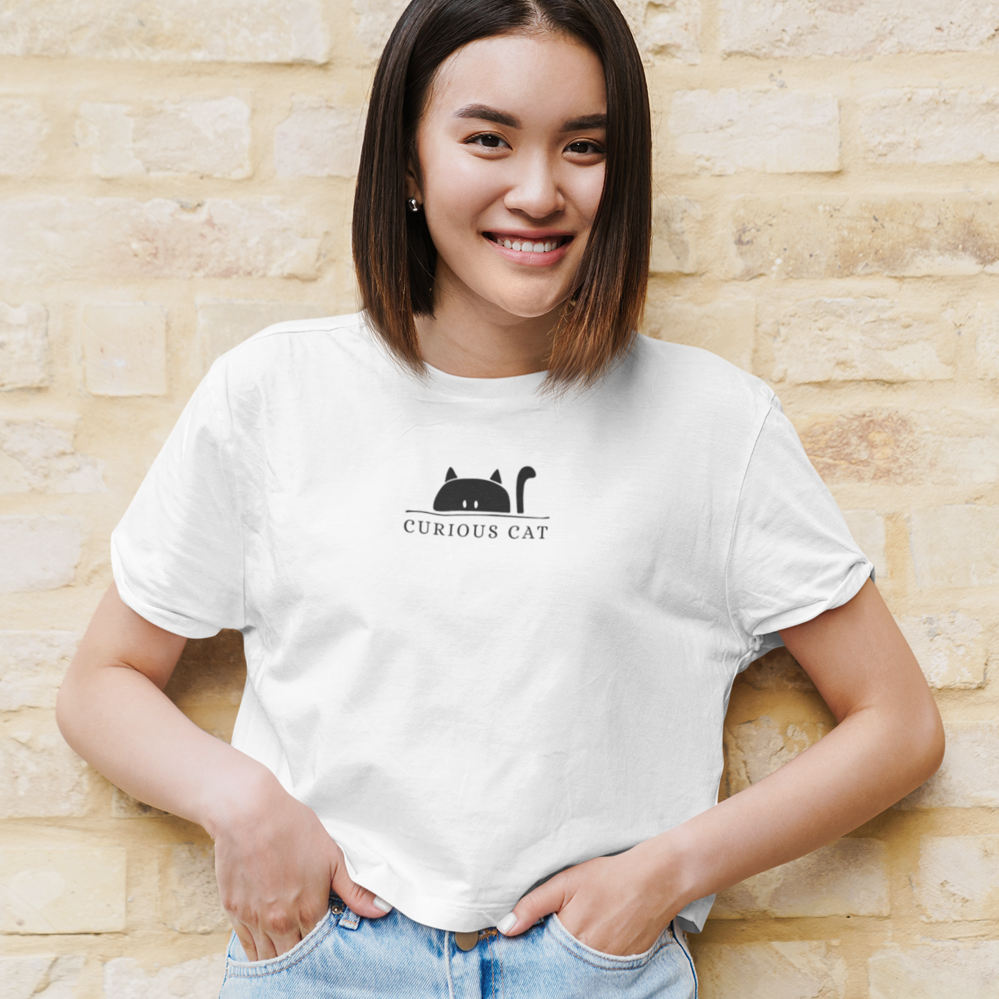 Cat - Curious Cat Custom Graphic Tee