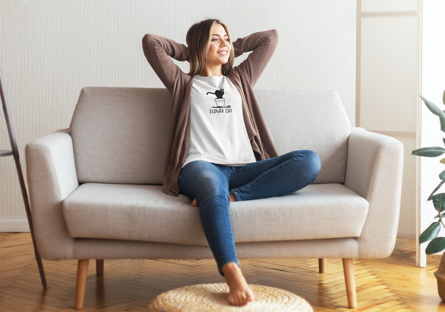 Cat - Flower Cat Custom Graphic Tee