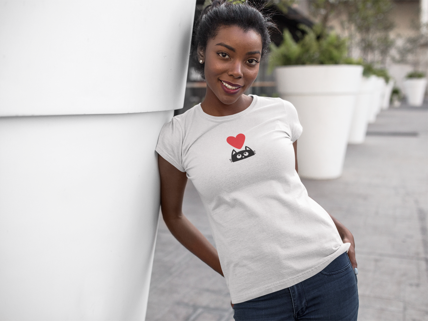 Cat - Cat Heart Custom Graphic Tee