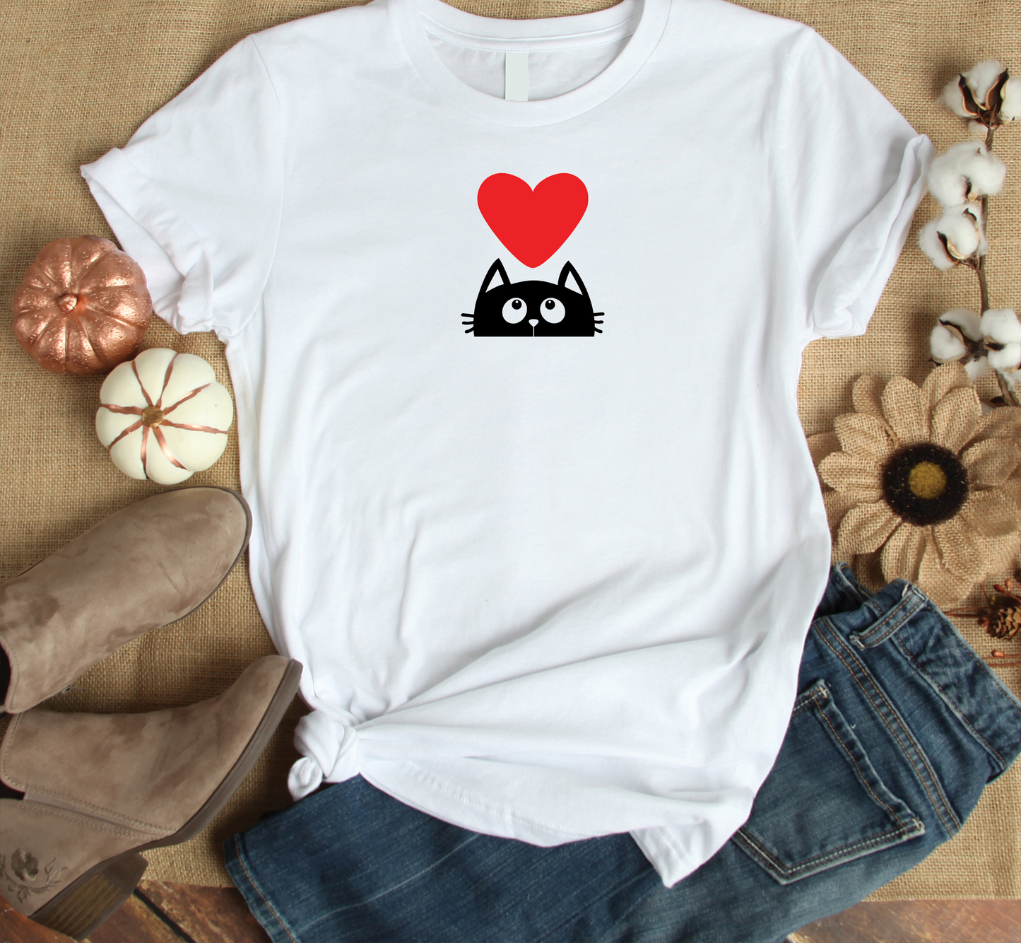 Cat - Cat Heart Custom Graphic Tee