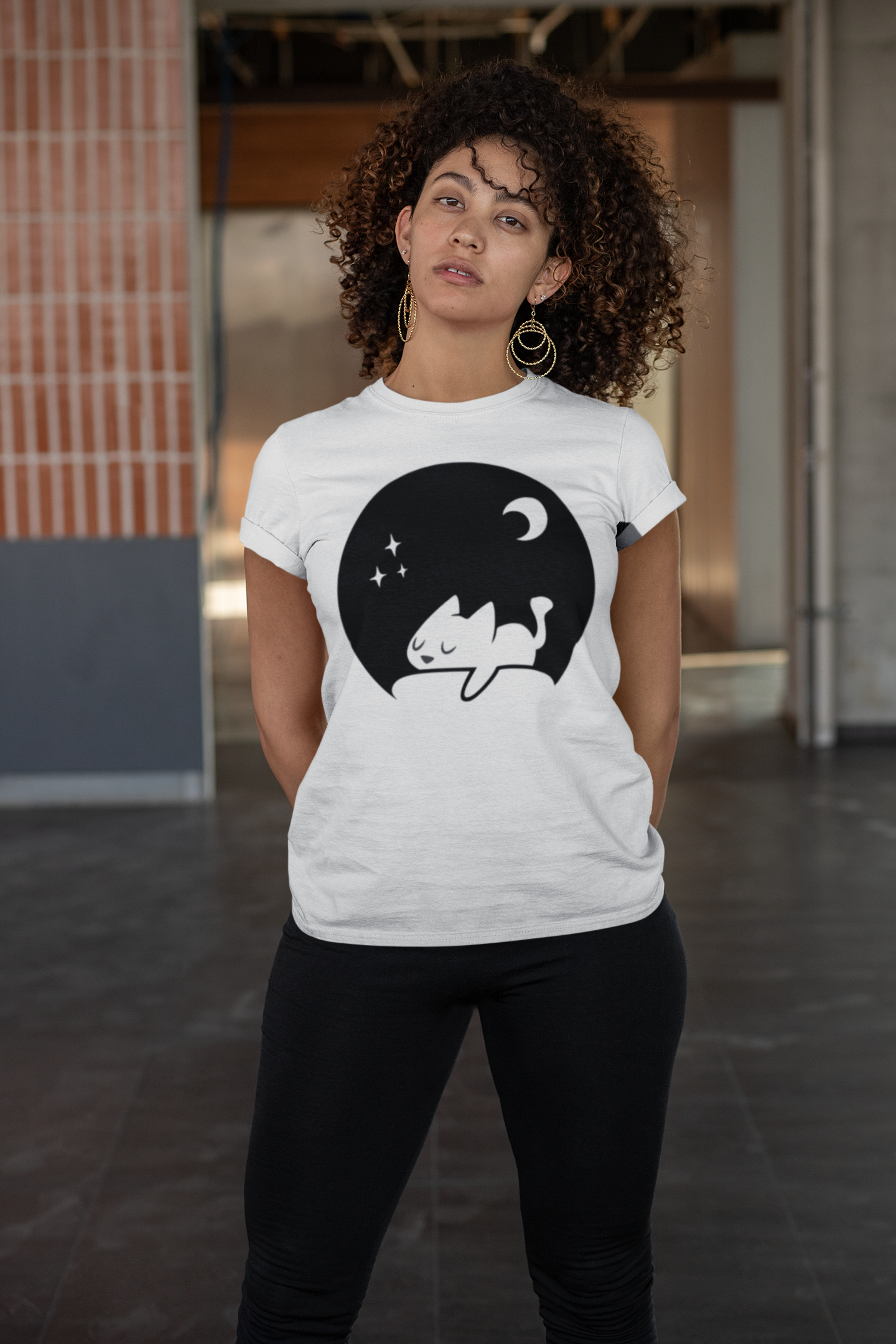Cat - Night Icon Custom Graphic Tee