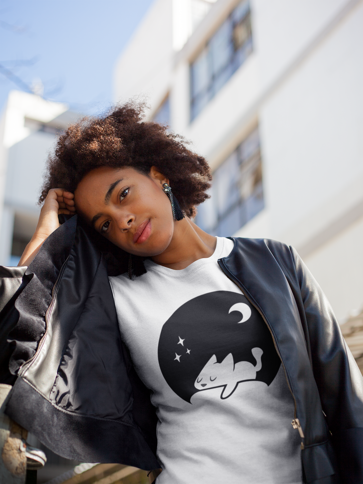 Cat - Night Icon Custom Graphic Tee