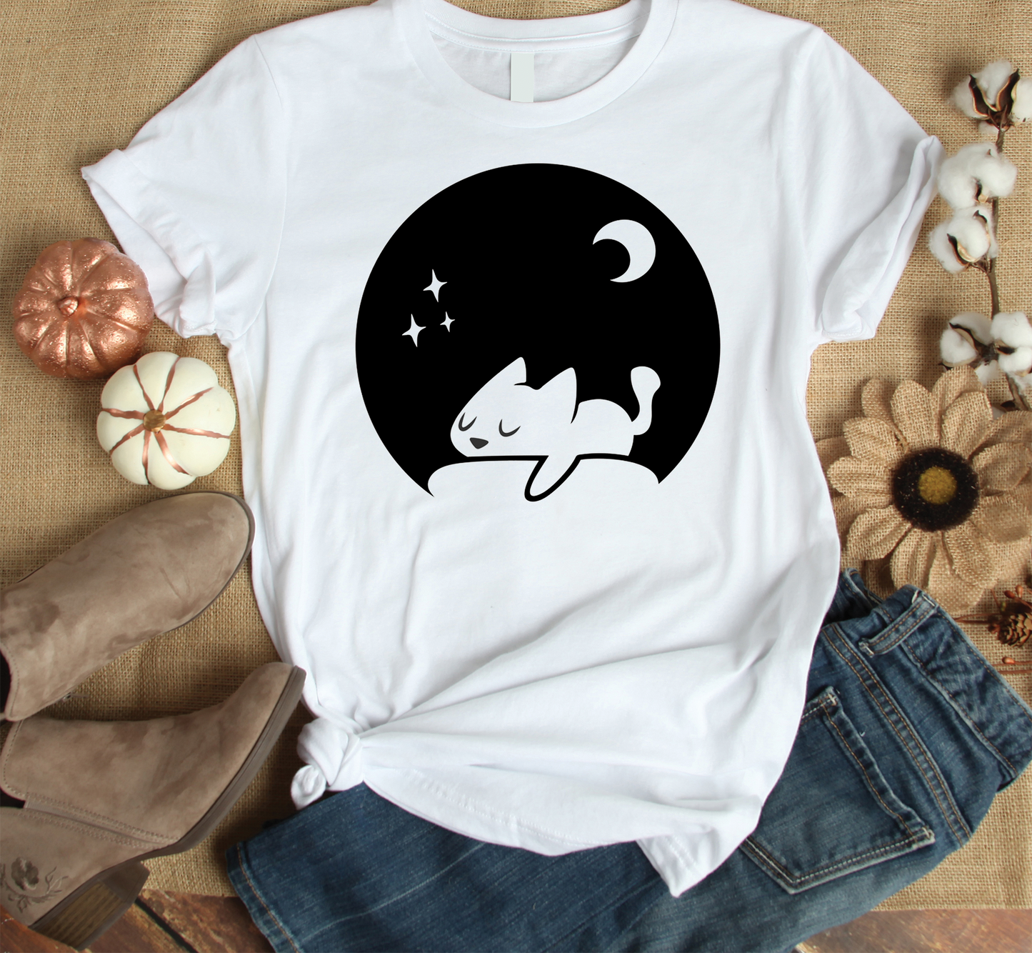 Cat - Night Icon Custom Graphic Tee