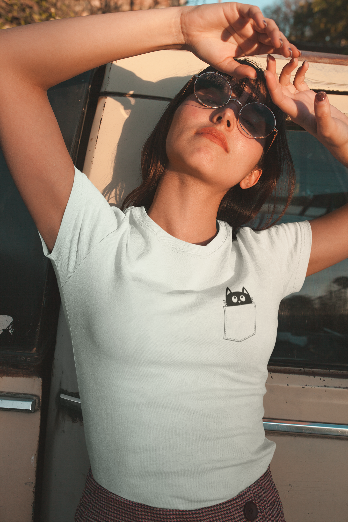 Cat - Cat Pocket Custom Graphic Tee