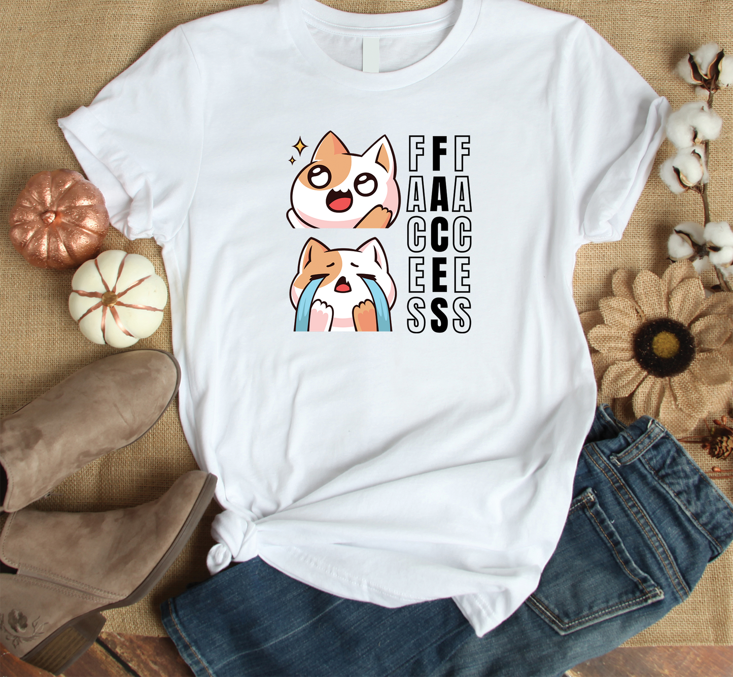 Cat Faces Custom Graphic Tee