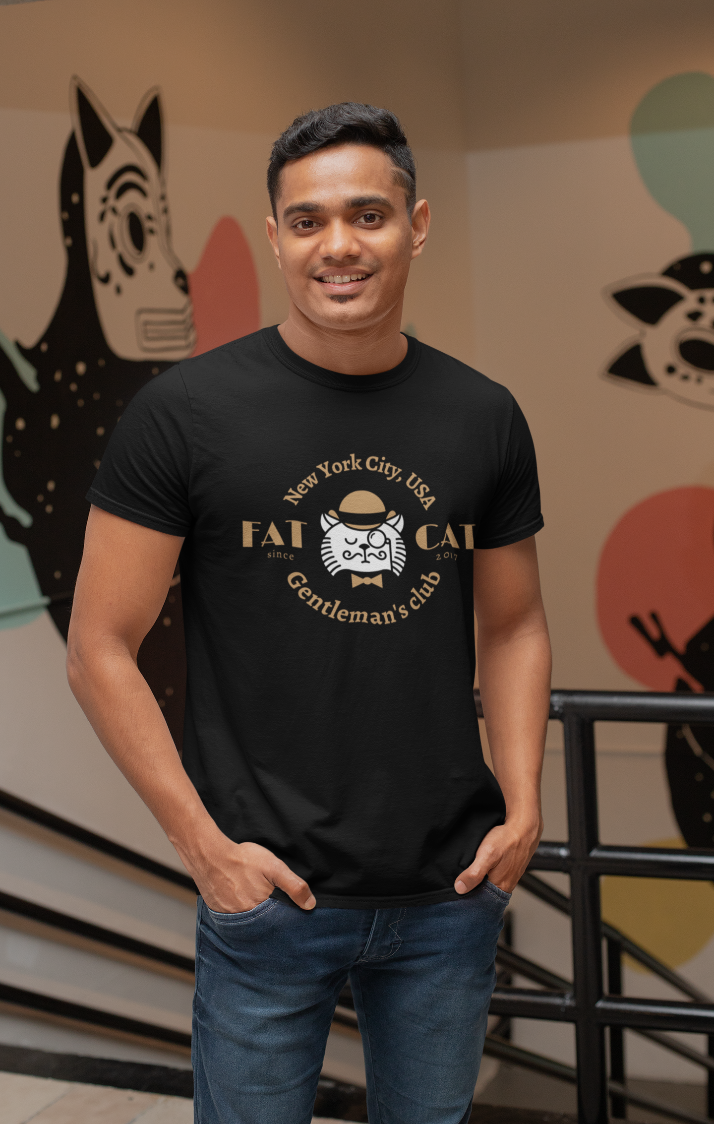 Cat - Fat Cat Gentlemen's club Custom Graphic Tee