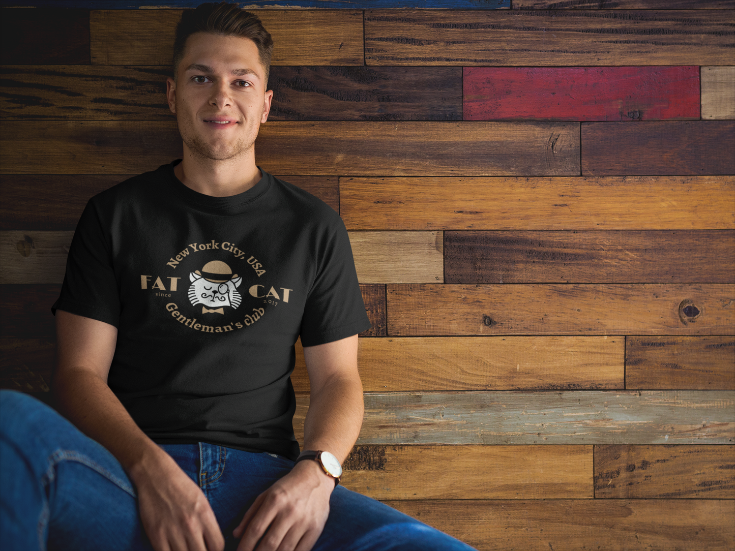 Cat - Fat Cat Gentlemen's club Custom Graphic Tee