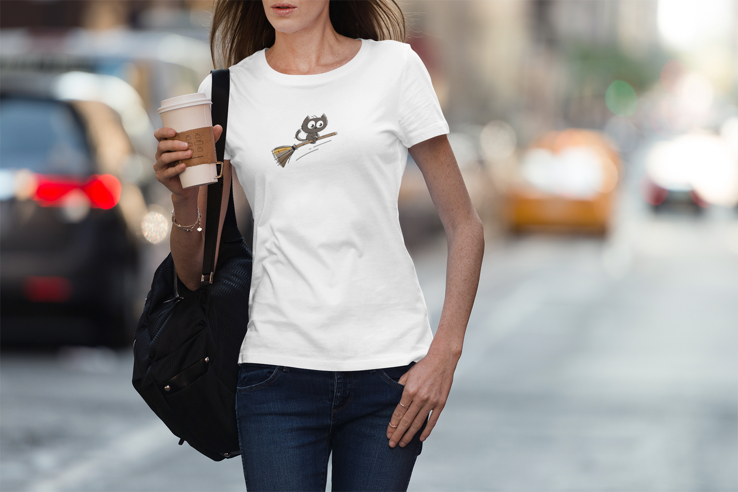 Cute spooky black cat Custom Graphic Tee