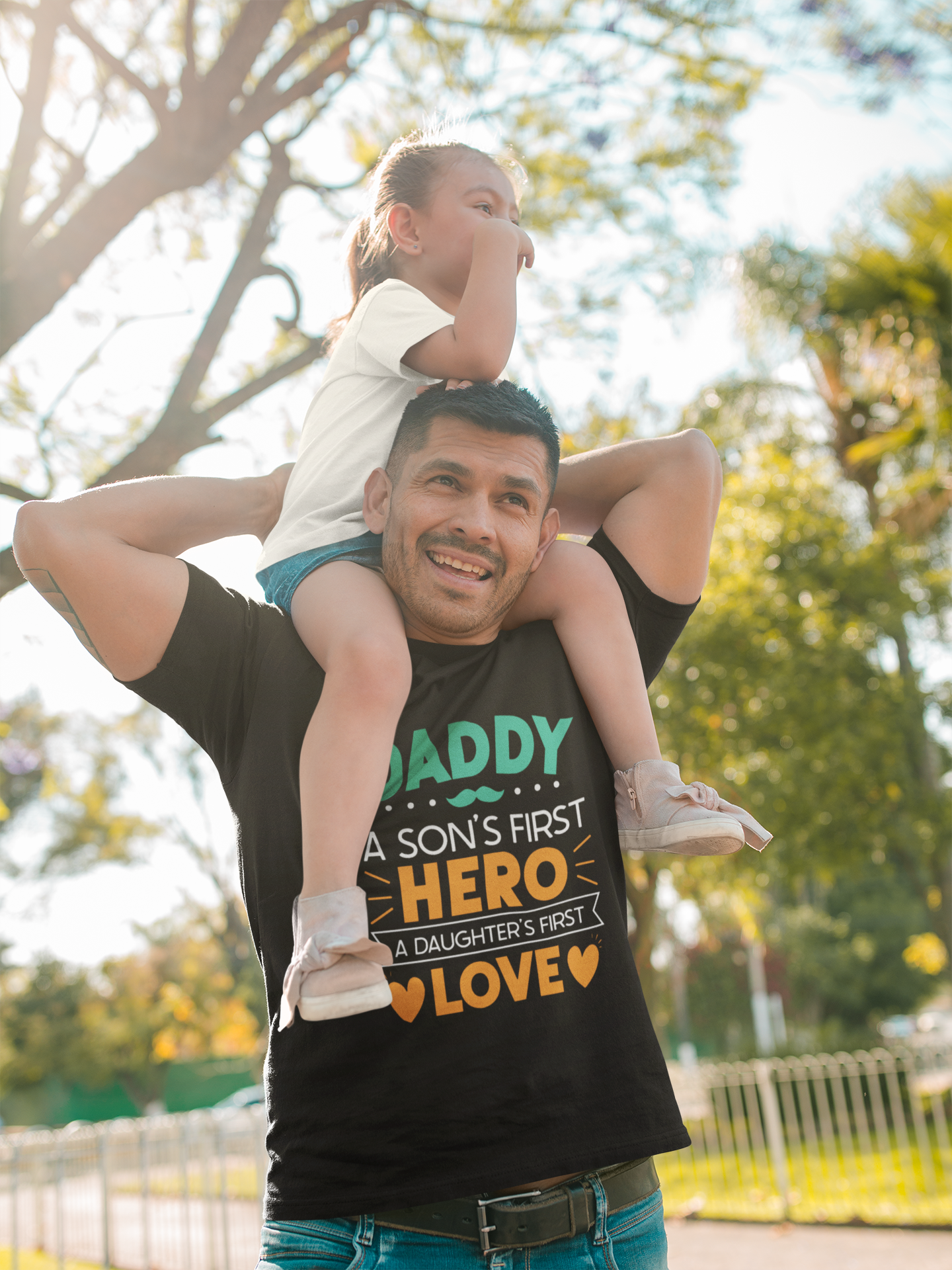 Father's Day - daddy a sons first hero a daughters first love Custom Graphic Tee