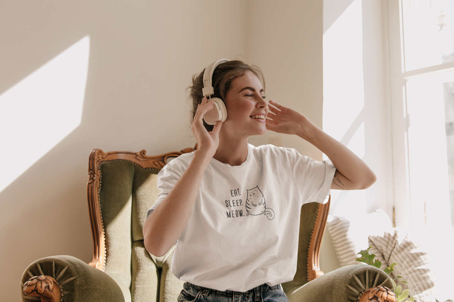 Eat Sleep Meow Custom Graphic Tee