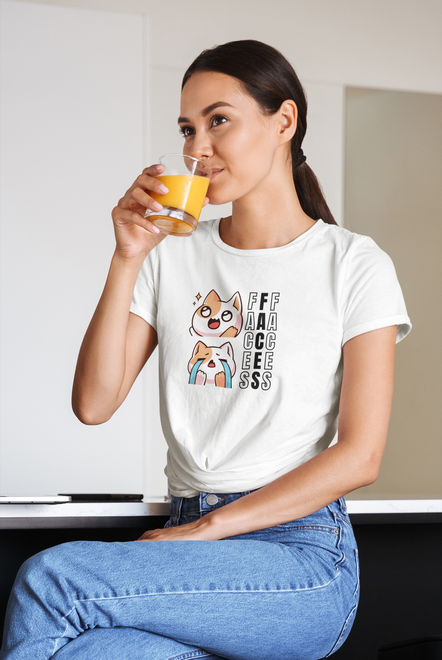 Cat Faces Custom Graphic Tee