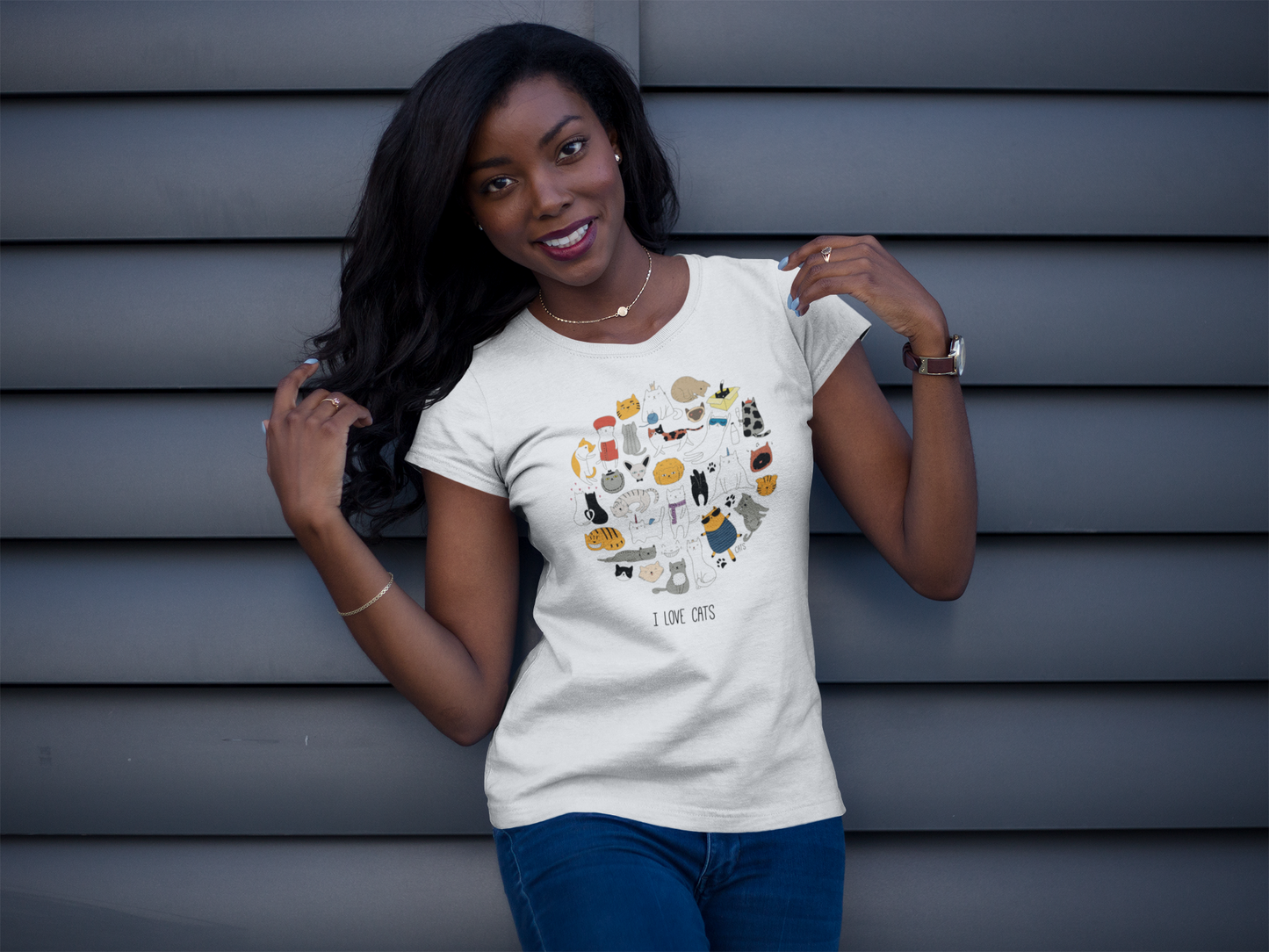 Cat - I Love Cat Custom Graphic Tee
