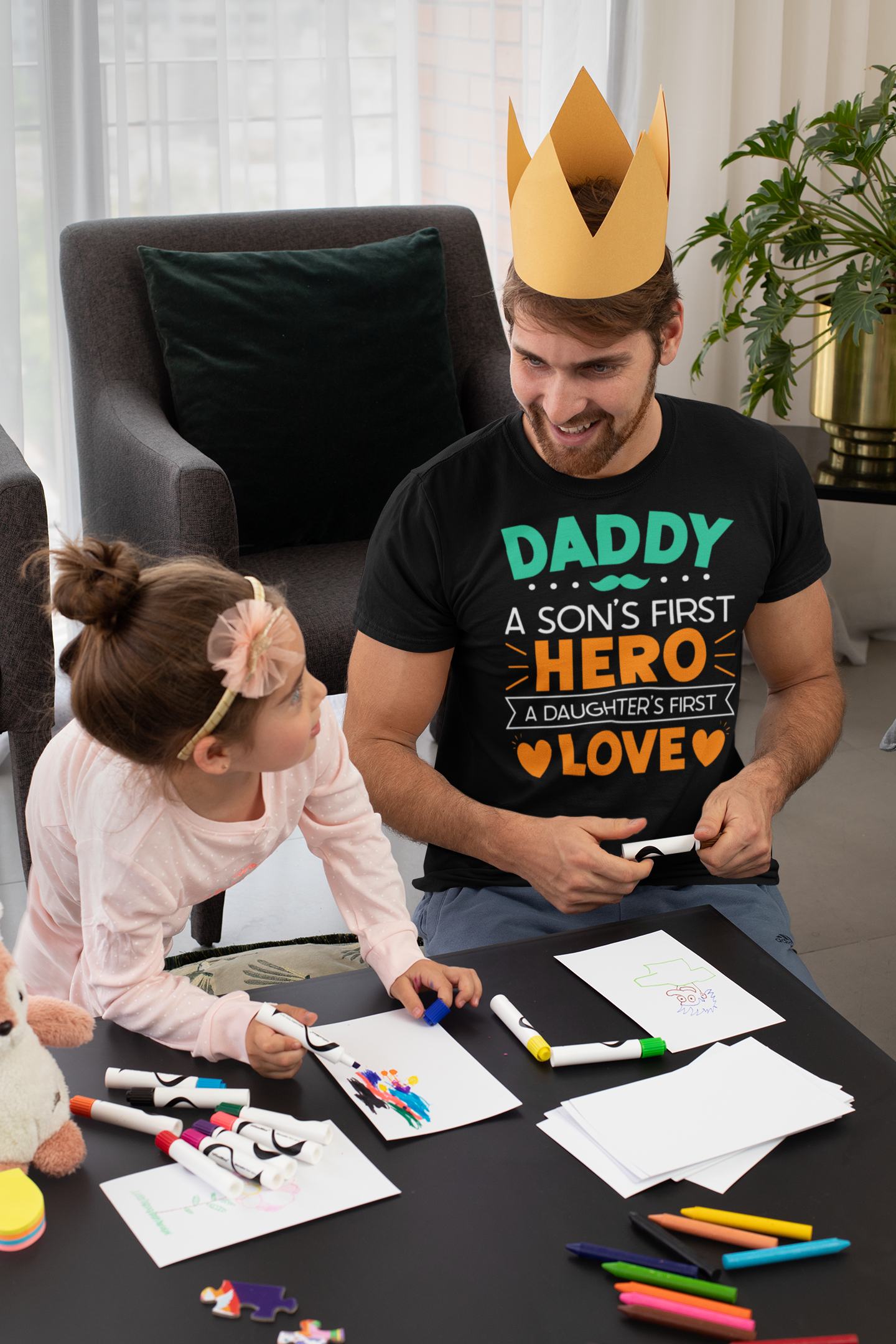 Father's Day - daddy a sons first hero a daughters first love Custom Graphic Tee