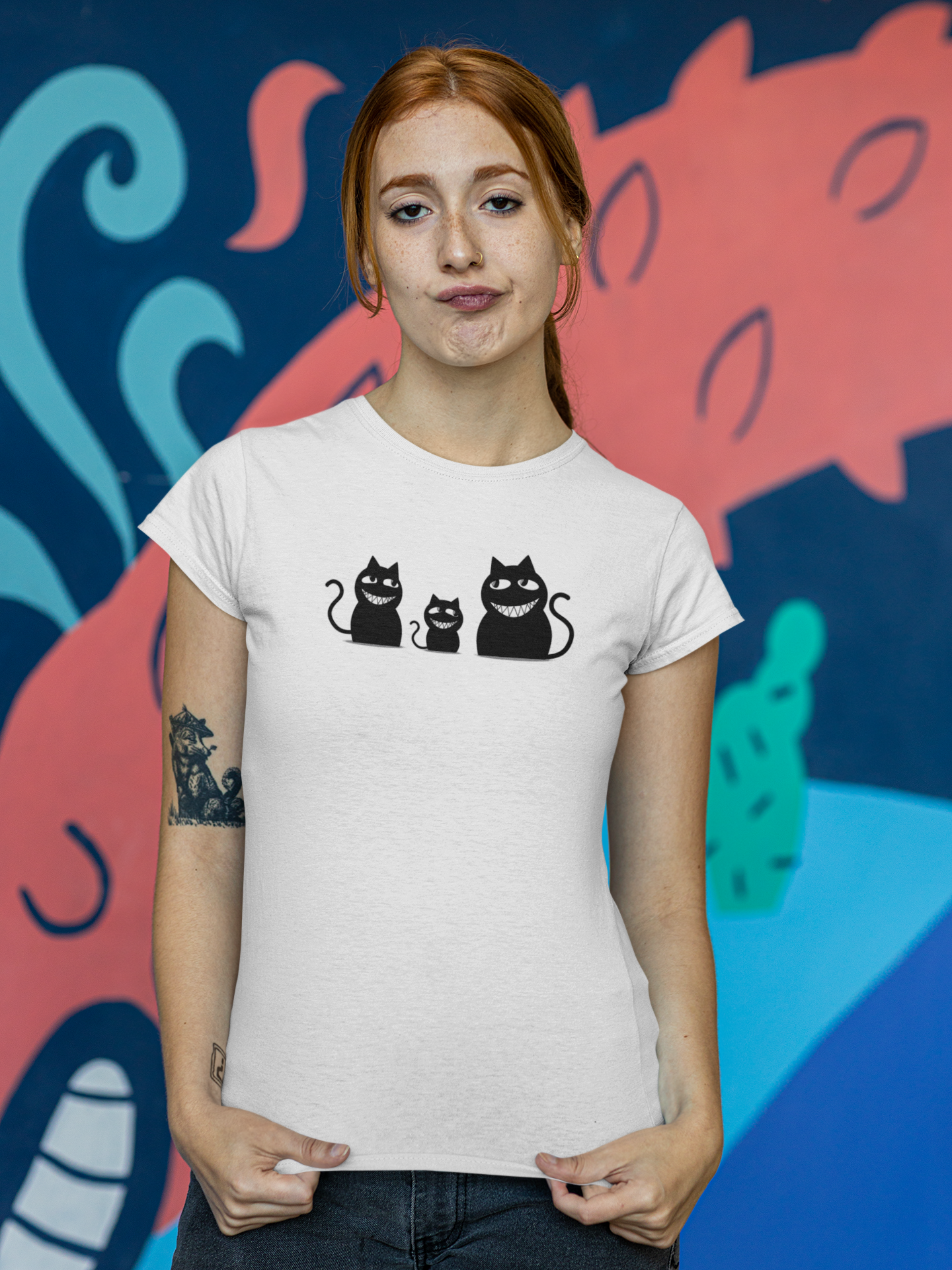 Cat - Three Cats Custom Graphic Tee