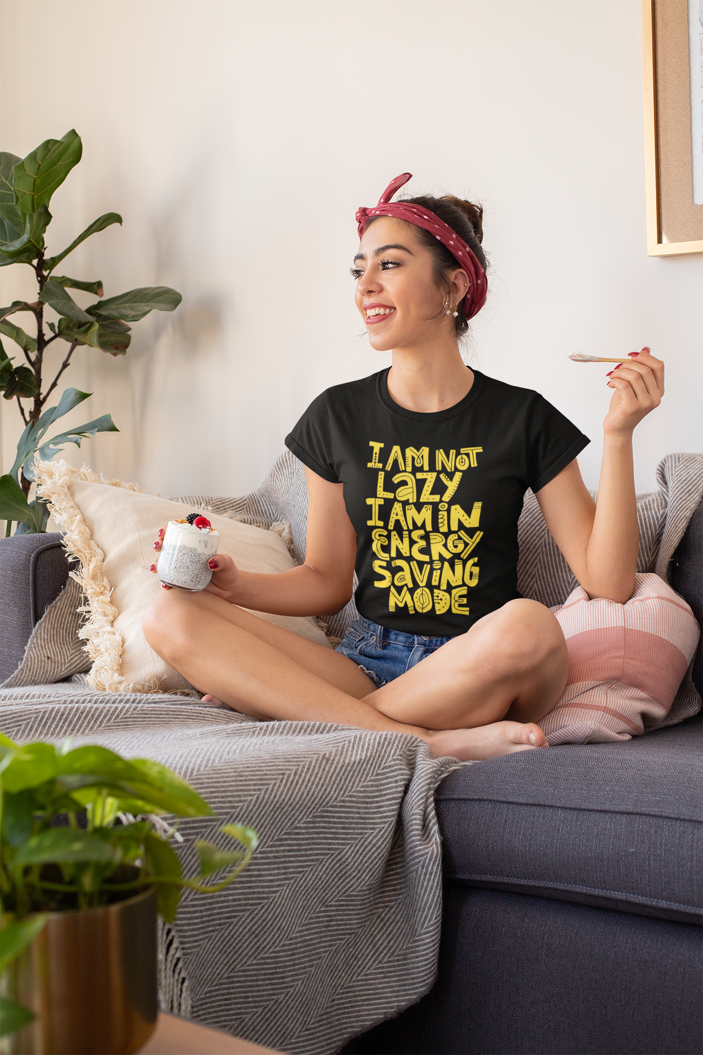 I am not lazy I am in energy saving mode Custom Graphic Tee