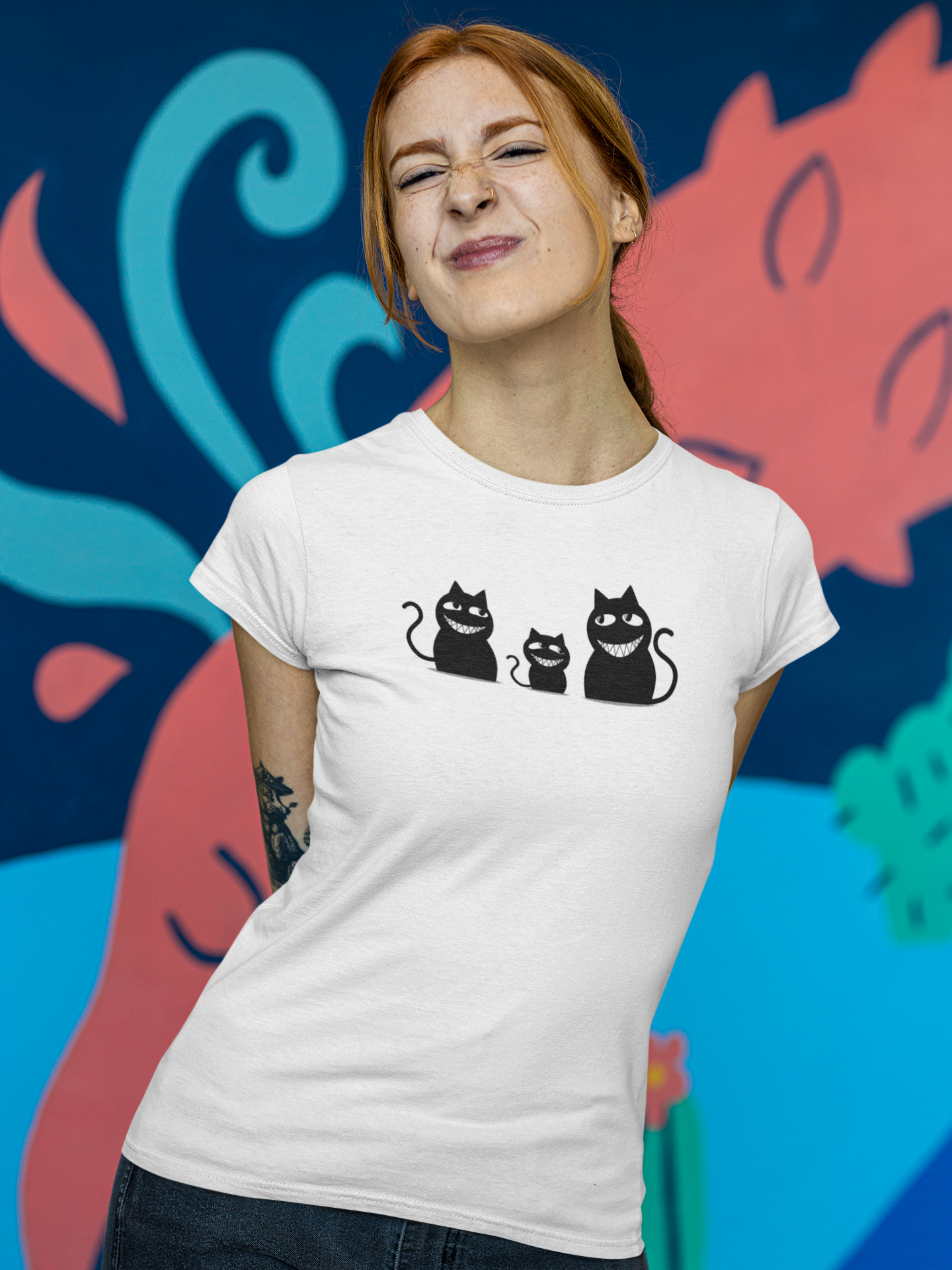 Cat - Three Cats Custom Graphic Tee