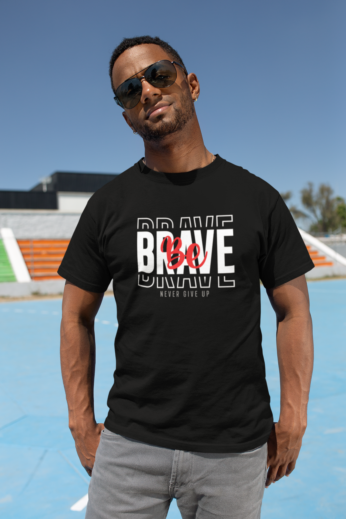 Be Brave Never Give Up Custom Graphic Tee
