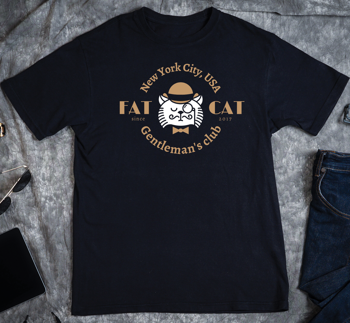 Cat - Fat Cat Gentlemen's club Custom Graphic Tee