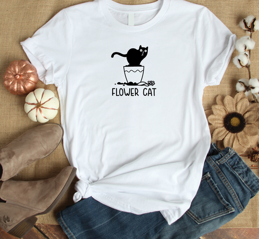 Cat - Flower Cat Custom Graphic Tee