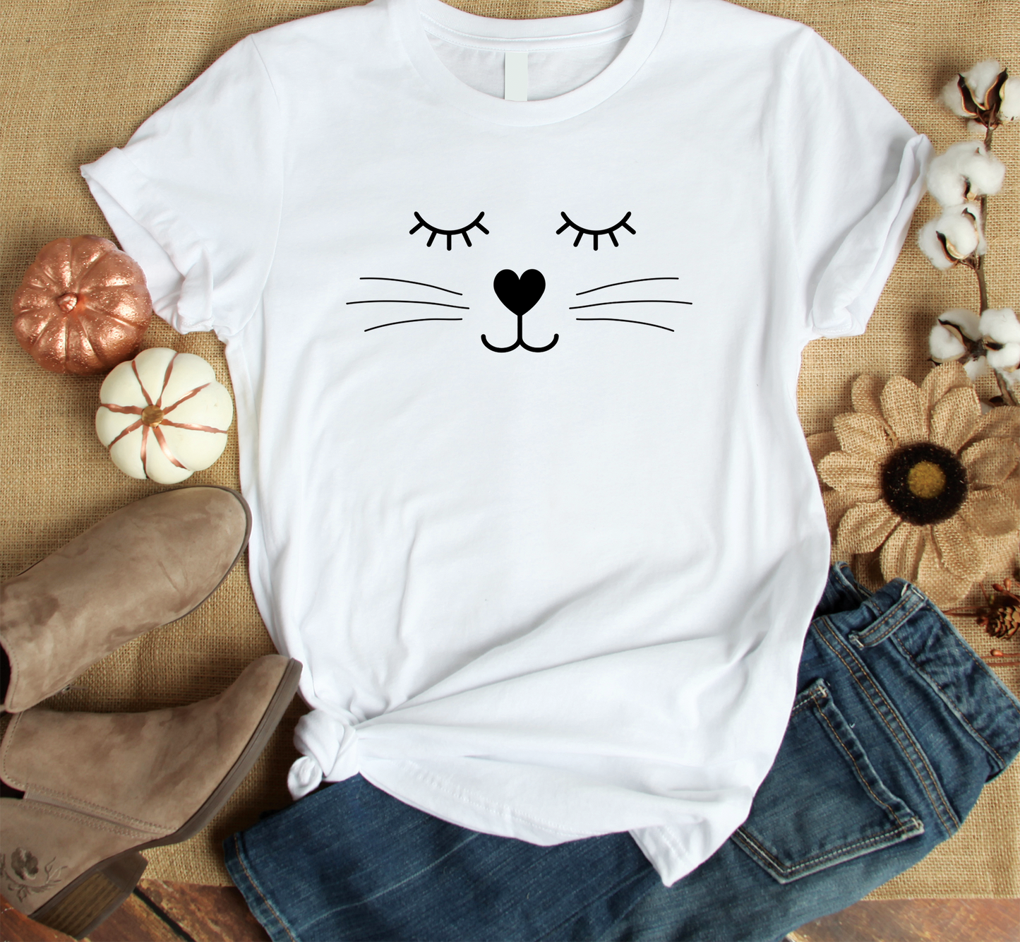 Cat Face4  Custom Graphic Tee