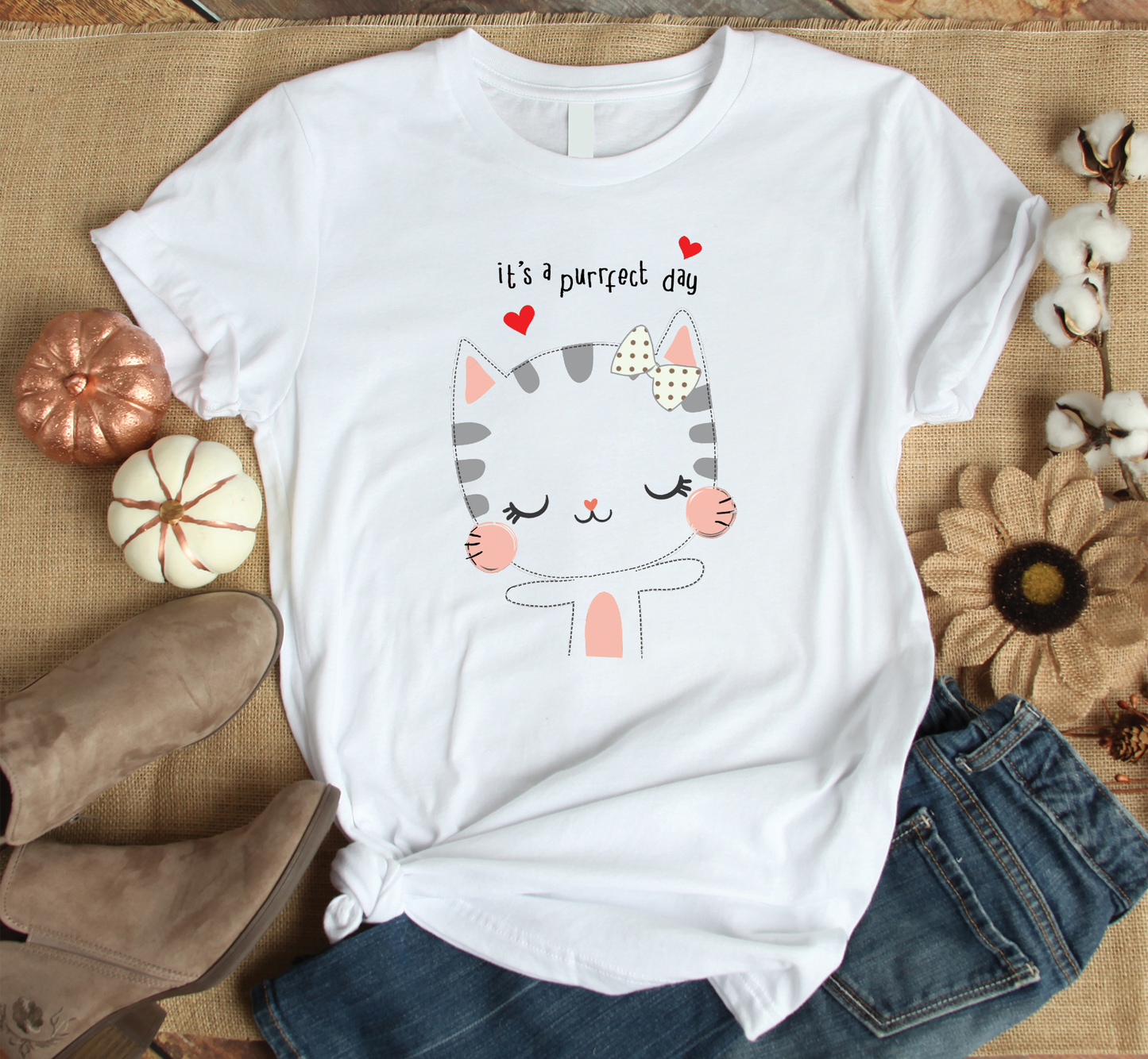 Cat - it's a Perfect day Custom Graphic Tee