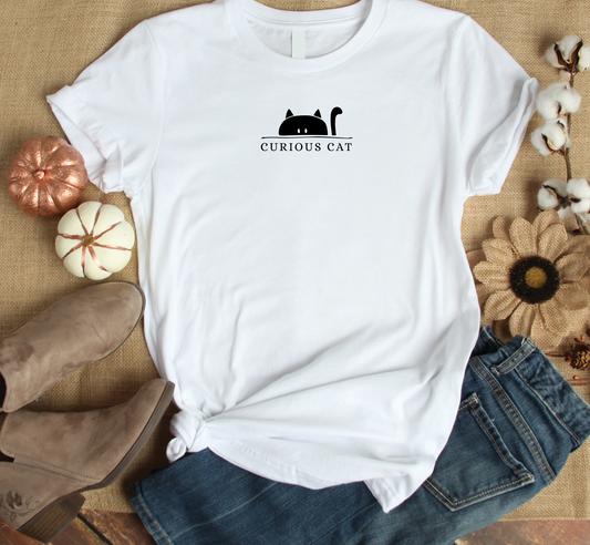 Cat - Curious Cat Custom Graphic Tee