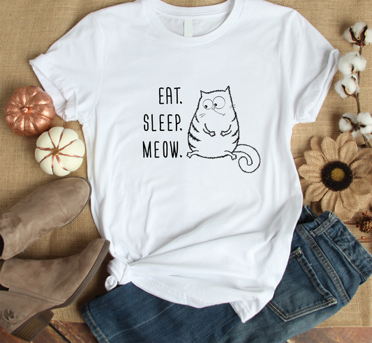 Eat Sleep Meow Custom Graphic Tee