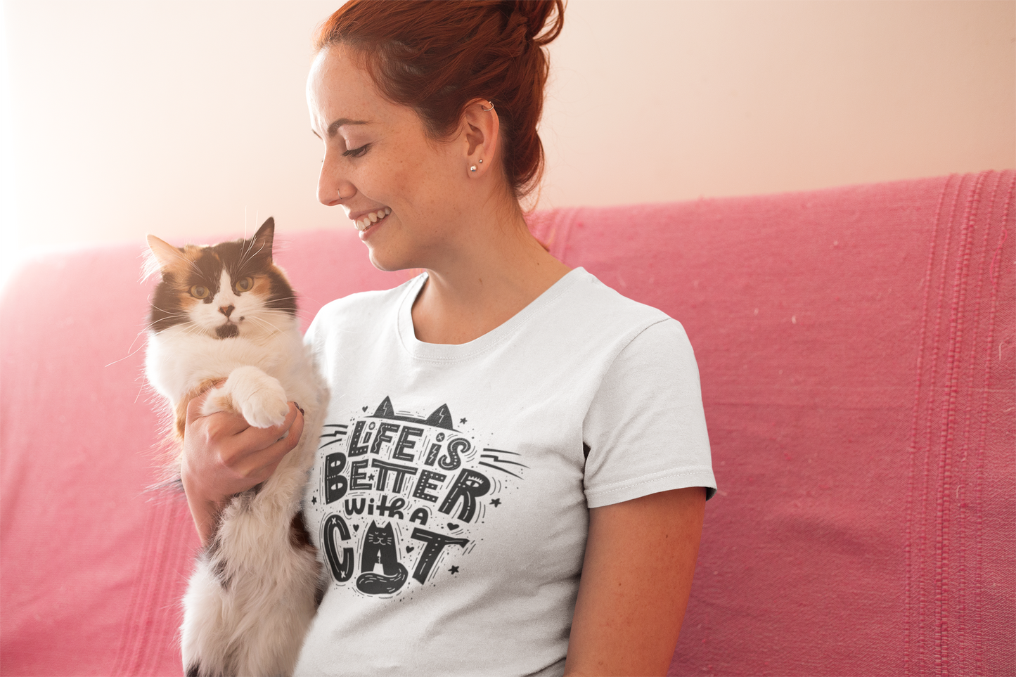 Life Is Better With A Cat  Custom Graphic Tee