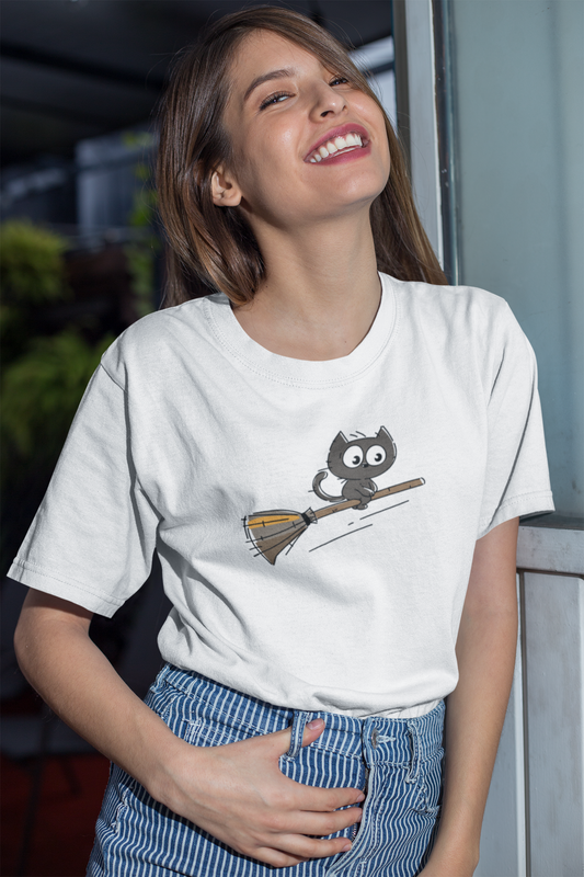 Cute spooky black cat Custom Graphic Tee